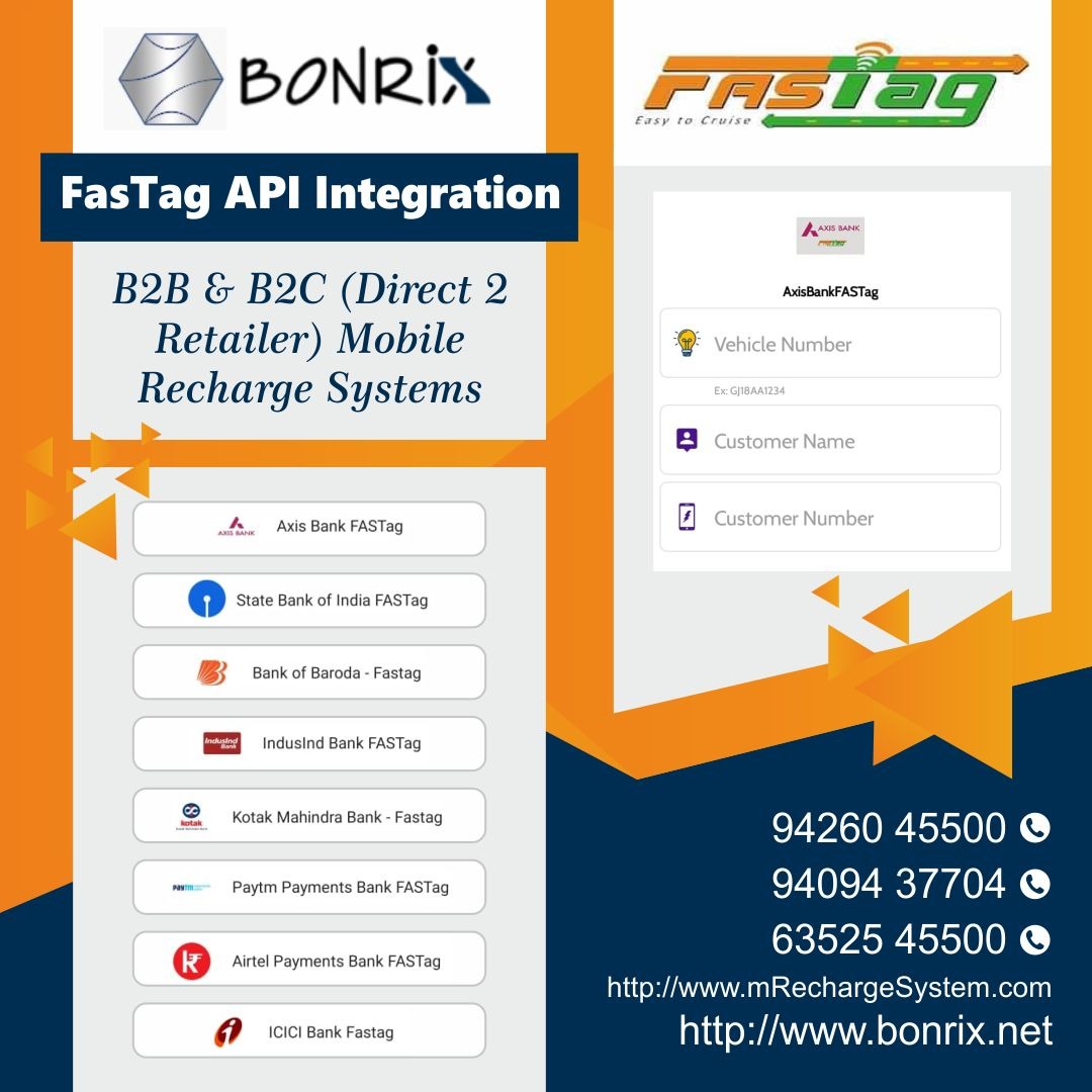 FasTag API Integration: B2B and B2C mobile recharge systems, integration for FasTag API services